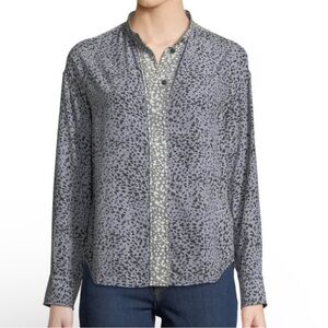 RAG & BONE Christie Long-Sleeve Cheetah Animal-Print 100% Silk Blouse Size SP